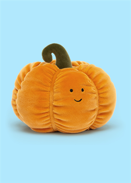 Every day is Halloween with Vivacious Vegetable Pumpkin! Roly-poly and splendidly stretchy, with soft orange fur and stitchy ruched segments, this perky pumpkin has a kooky curly stem. Patch-perfect! Super soft and squishy!